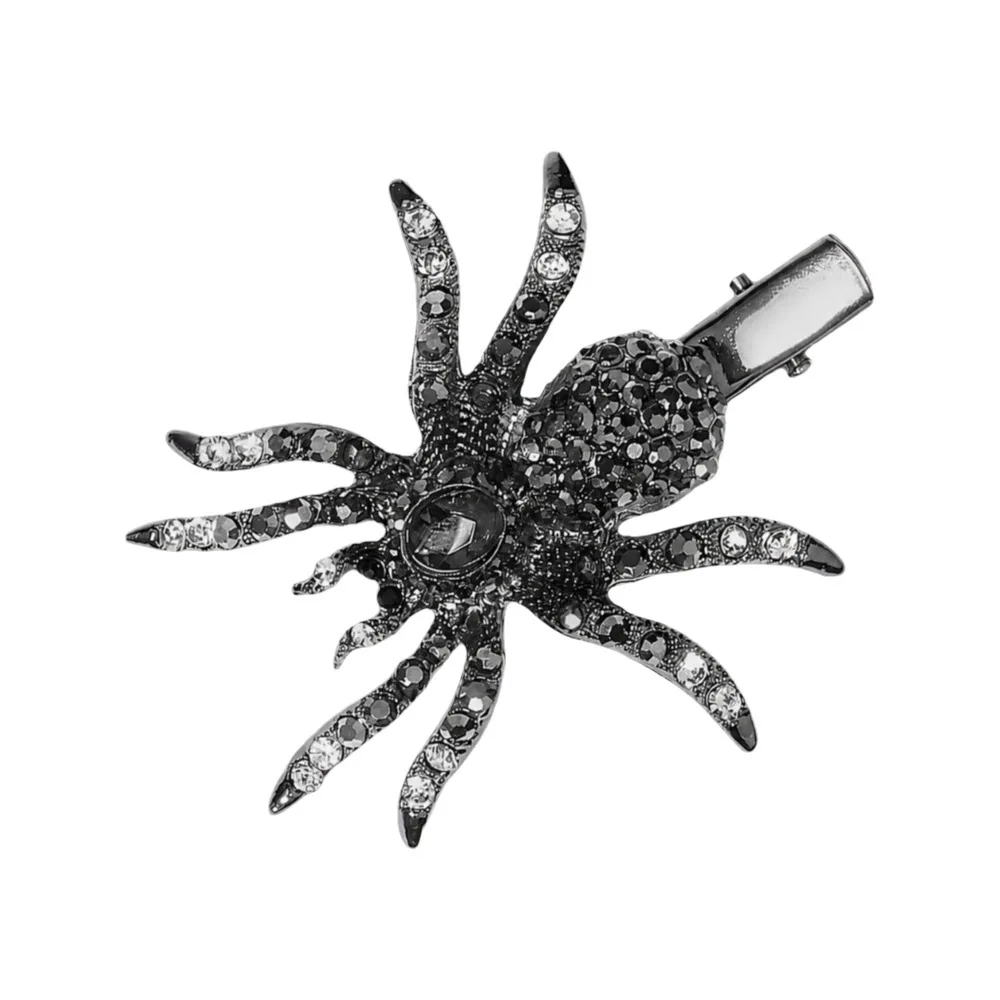 Black Spider Hair Clips Spider Korean Style Rhinestone Barrettes Hair Accessories Hair Pins Bangs Clip Halloween Festival