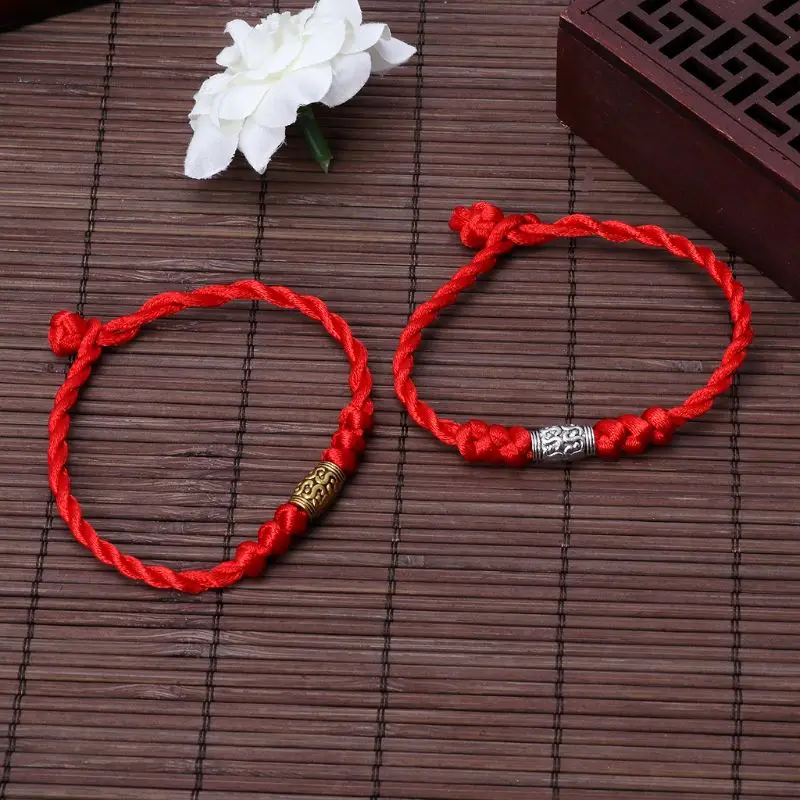 Pulsera cuerda roja estilo étnico, pulsera oro y plata tibetana tejida a mano, regalos