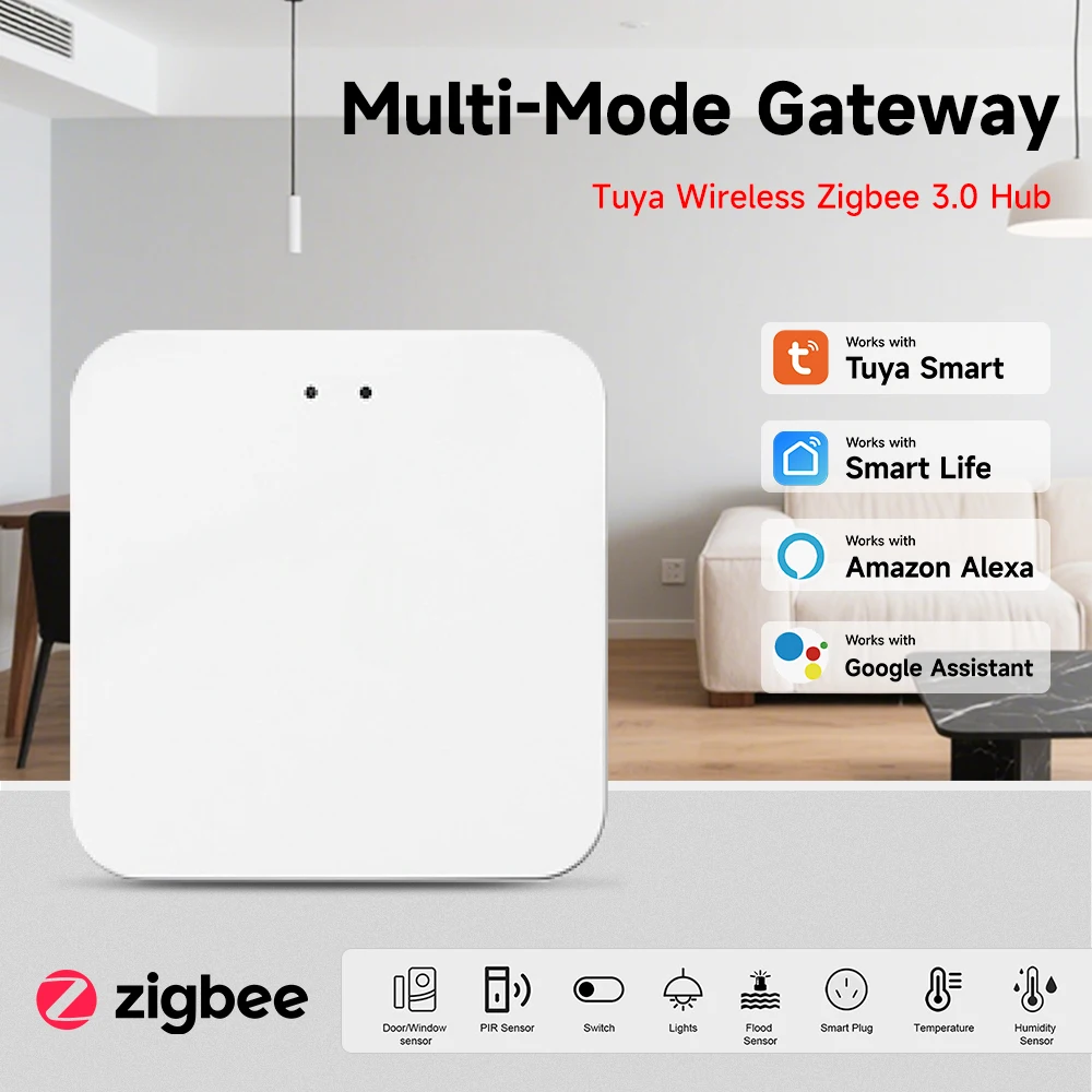 

iHseno Tuya Multi Mode ZigBee Multi-mode Gateway Hub Wireless Smart Home Bridge Hub Smart Life App Works With Alexa Google Home