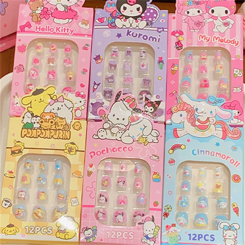 Sanrio Toppa per unghie per bambini Hellokitty Cinnamoroll Kawaii rimovibile fatta a mano per unghie Accessori squisiti regalo per ragazze