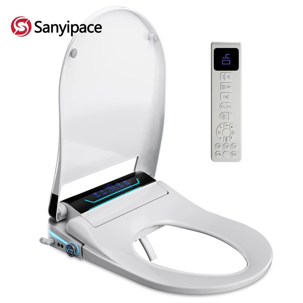 Sanyipace Smart Toilet Seat and Bidet Attachment Dual Nozzle Feminine Rear Wash Auto Foam Flushing Instant Heating Warm Water Toilet Lids