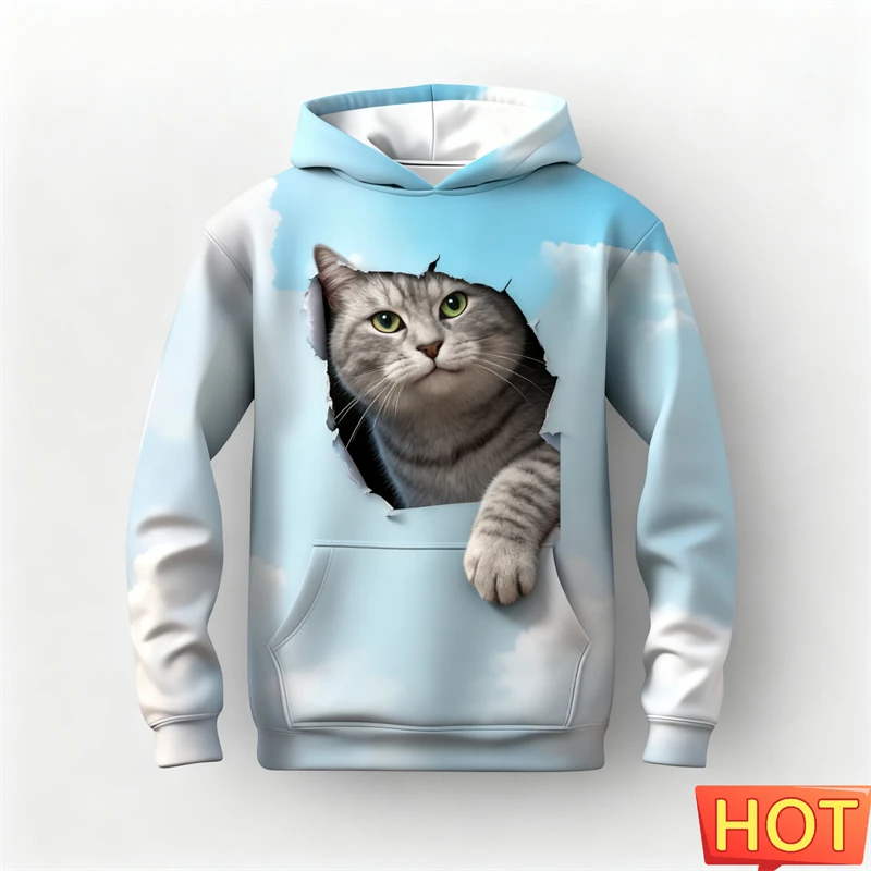 ثلاثية الأبعاد مطبوعة لطيف هريرة طباعة هوديي للنساء تصميم جديد الكرتون القط نمط البلوز البوليستر الخريف بلوفر شتوي الرجال #5