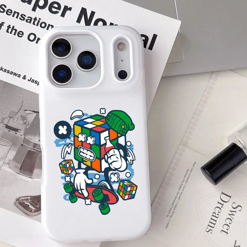 

Graffiti Magic Cube Phone Case For iPhone 17 16 15 14 13 12 11 Pro Max Plus Mini Case Clear Jelly Shockproof Soft Cover
