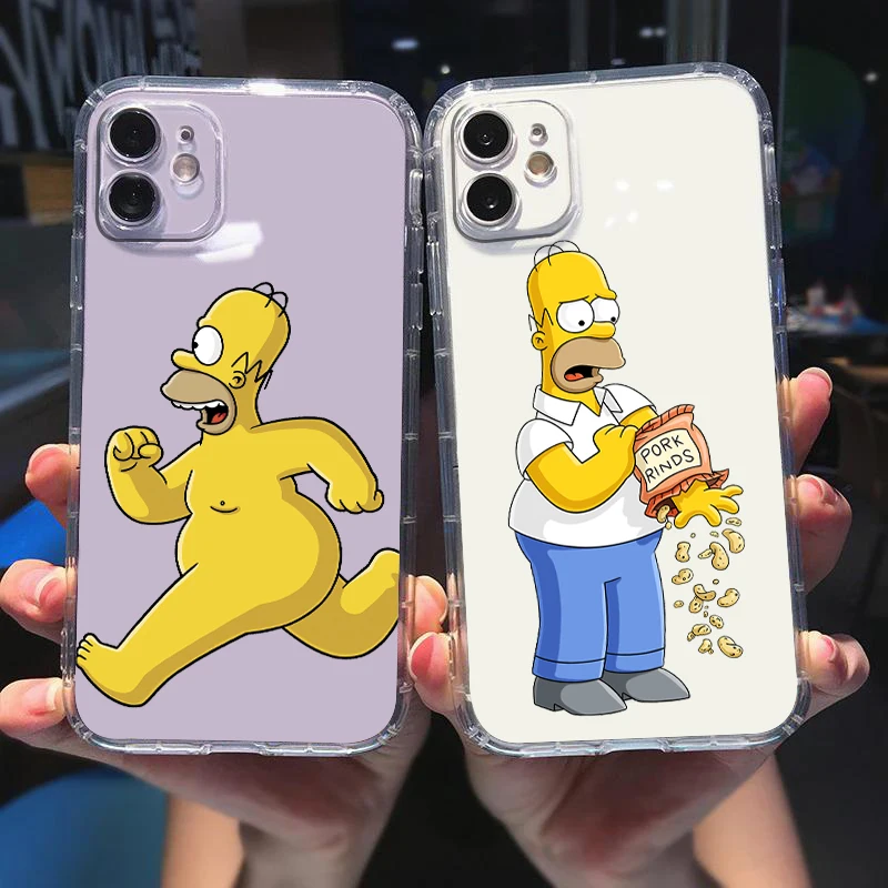 

Transparent Cover Disney Simpsons Bart Homer Phone Case For Apple iPhone 14 13 12 11 Mini XS XR X Pro MAX 8 7 6 Plus SE 2020