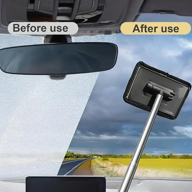 Car Front Windshield Defogging Brush Telescopic Long handle Car Household Glass Clean Brushes Dust Remover Tool