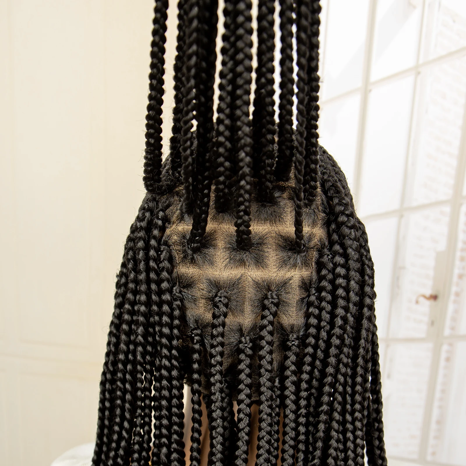 Perruque tressée synthétique Cornrow pour femme, pleine dentelle, boîte tressée, cheveux de bébé, dentelle transparente, dos sans nœuds, 36 po