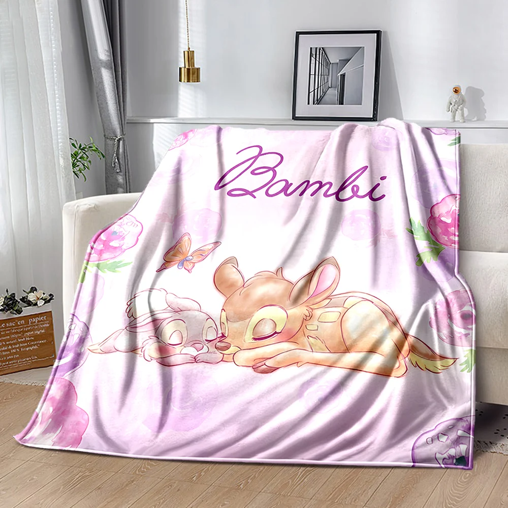 Disney Bambi Fawn Flannel Blanket Children's Air Conditioning Blanket Lunch Blanket Pet for Daughter Girlfriend Gift Kpop