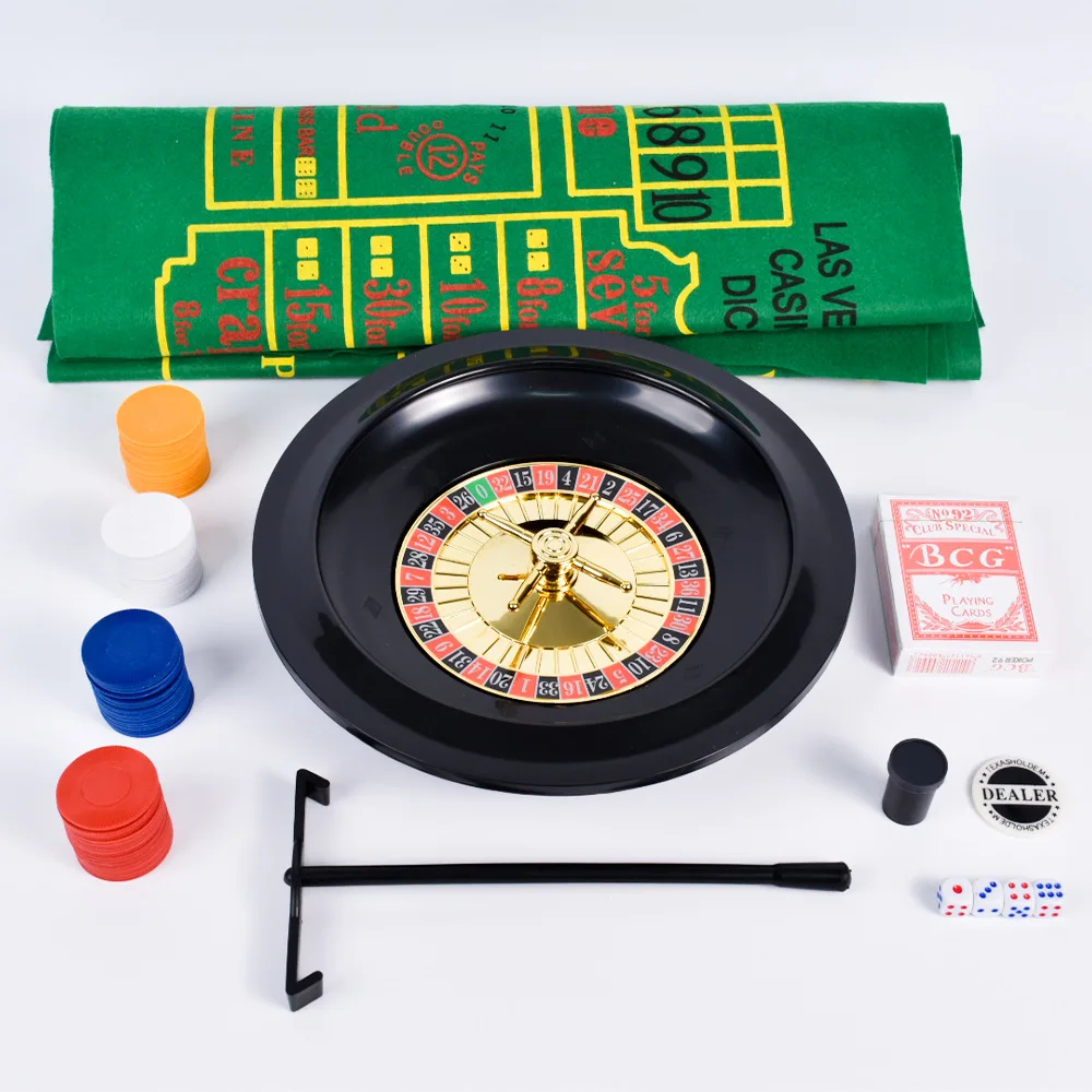 High-Quality 5-in-1 Game Set with 10-Inch Roulette Wheel - Casual Gathering, Casino & Bar Roulette Game