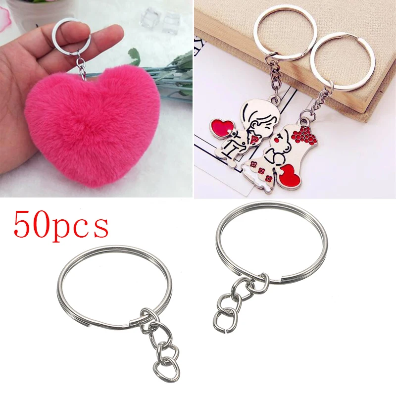 50pcs/set Key Chains Stainless Alloy Circle Key Chain Keychain Accessories for DIY Keyfobs Trinkets 23mm Keychain Rings