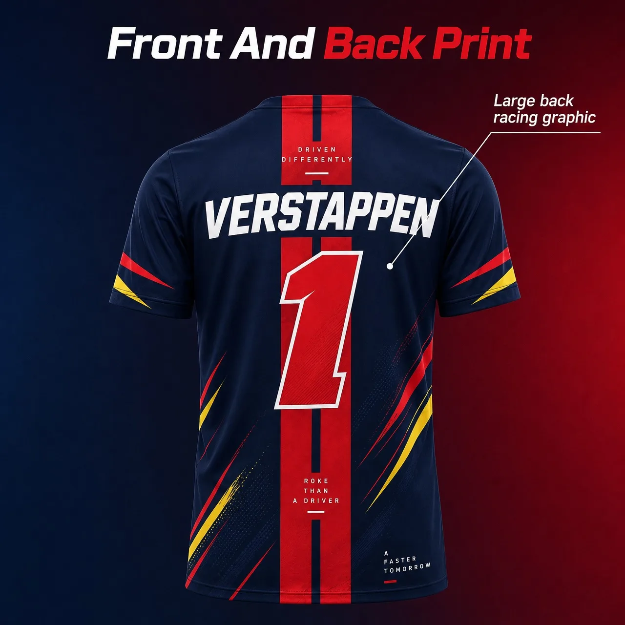 Formula One Verstappen Men's Round Neck Short Sleeve T-shirt Front And Rear Racing Helmet Pattern Racing Sports T-shirt