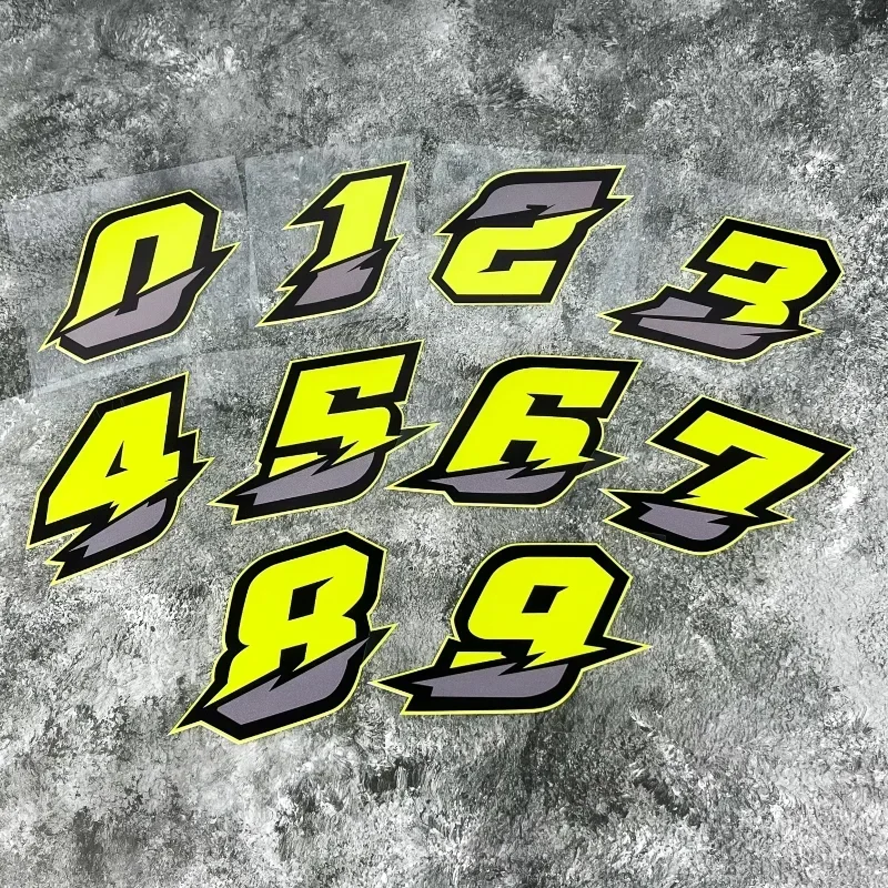 0‑9 Racing Number Vinyl Sticker Decals, Waterproof Multi-use Racing Decor for Motorcycle, Scooter, Helmet, Tank & Laptop