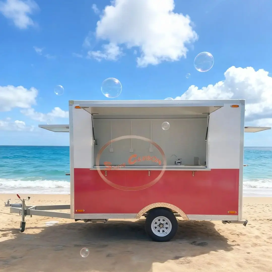 Large Storage Outdoor Food VendingTrailer Multi-Tiered Design UV-Proof Sturdy Mobile Street Cart Ideal for Various Food Business