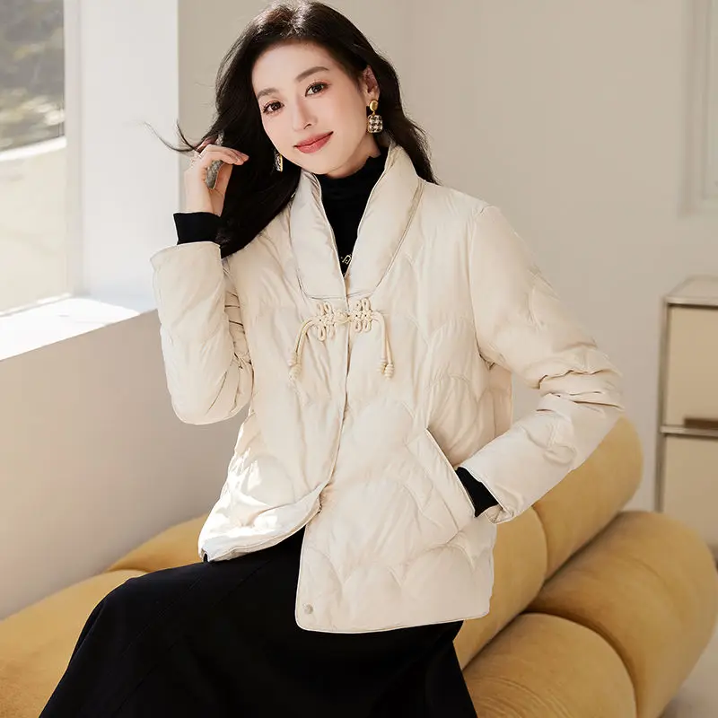 VICTORIA&VERA Tang suit design down jacket buttoned light jacket 2024 winter wear   winter coat women  down jacket women