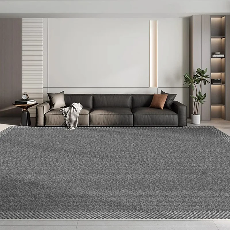 French Light Luxury Black Living Room Carpet Wipe Clean Winter Soft Bedroom Rug Bed Dirt Resistant Carpet Bedside Mat Home Decor