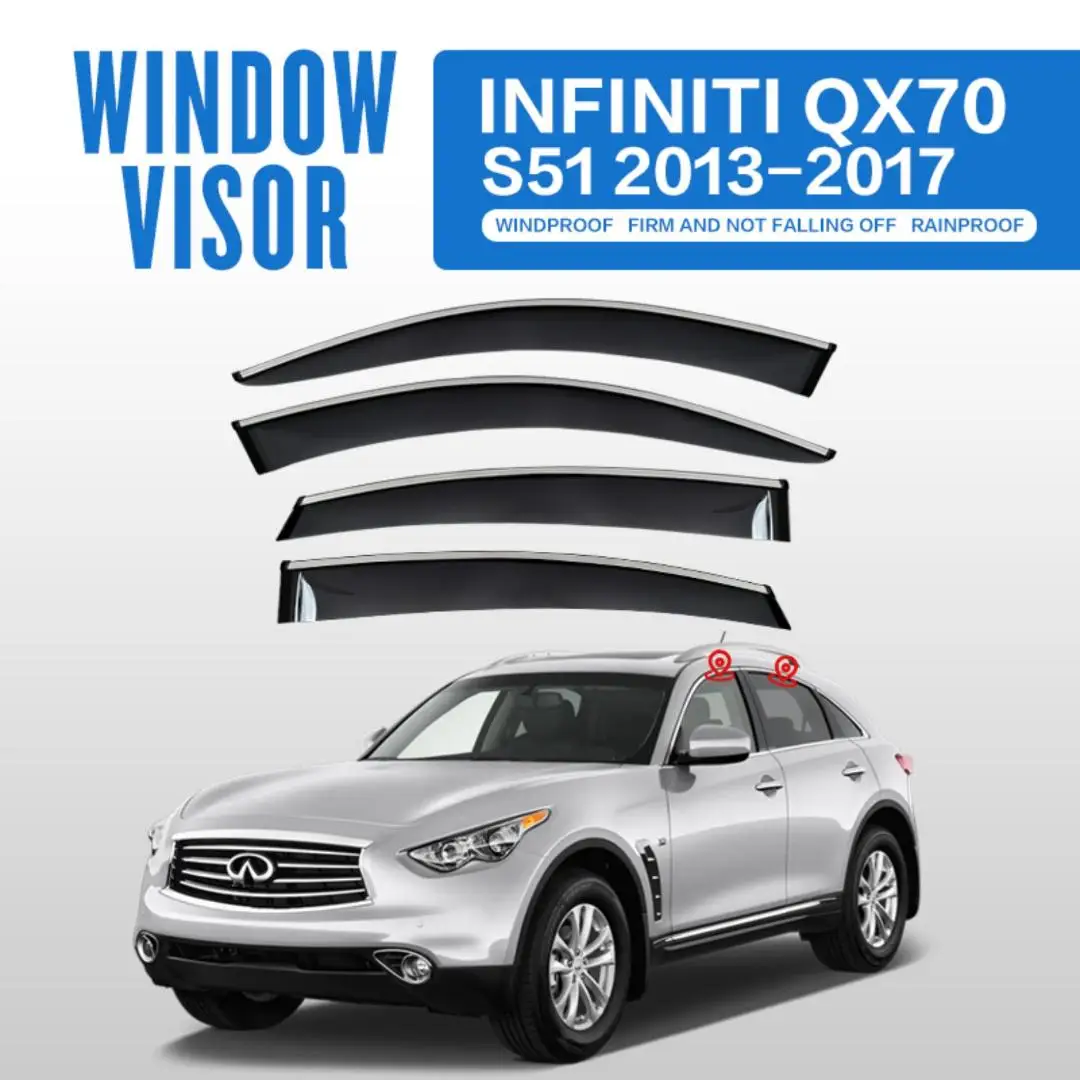 

For INFINITI QX70 S51 2013-2017 Plastic Window Visor Vent Shades Sun Rain Deflector Guard For INFINITI QX70 S51 2013-2017