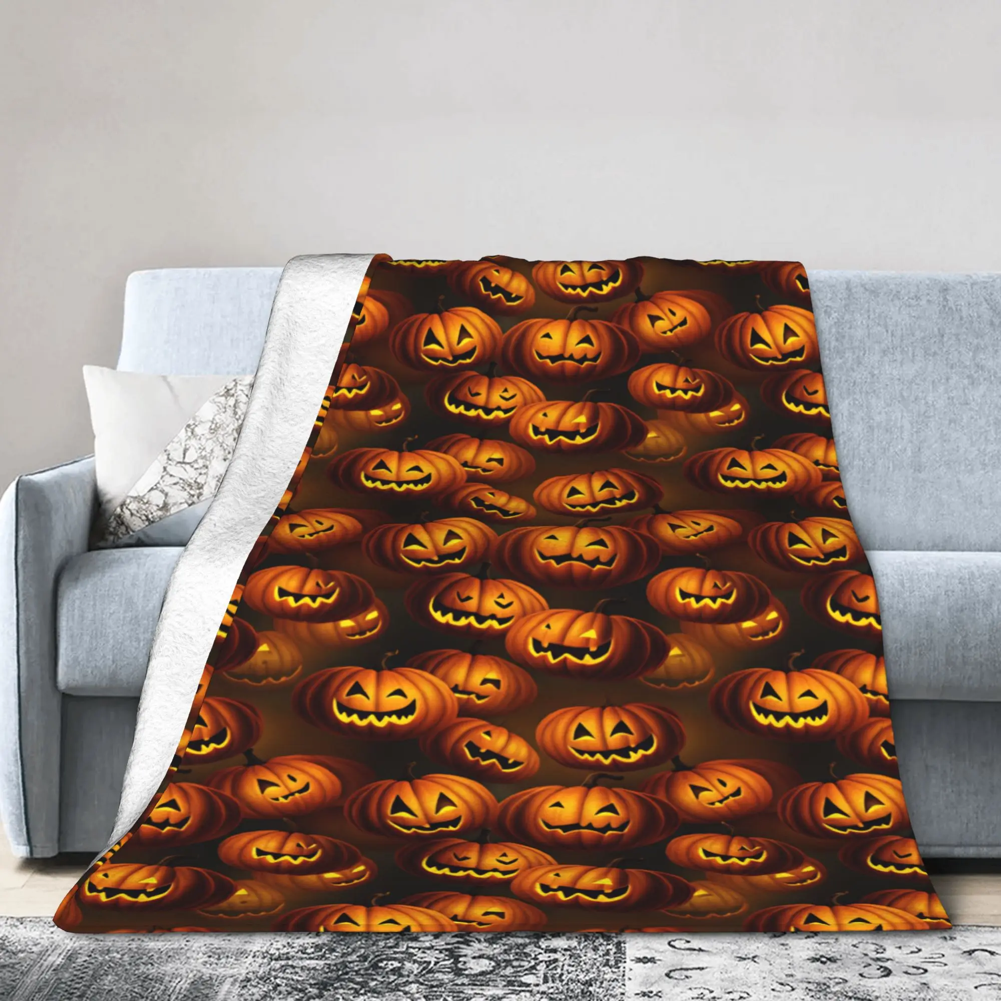 Dense Pumpkin Abundance Blanket Quality Warm  Bedding Throws Autumn Travel Couch Chair Street Trend Bedspread