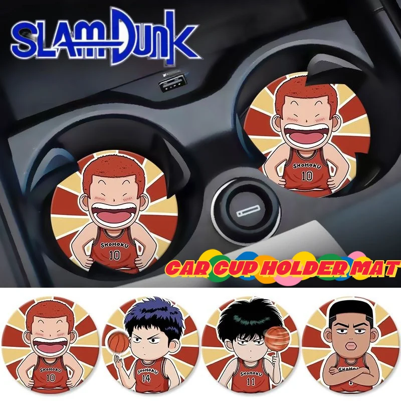 سلام دنك ساكوراجي Hanamichi Rukawa Kaede كارتون لطيف كوستر حامل أكواب السيارة حصيرة عالية القيمة الزخرفية عدم الانزلاق تخزين حصيرة #1