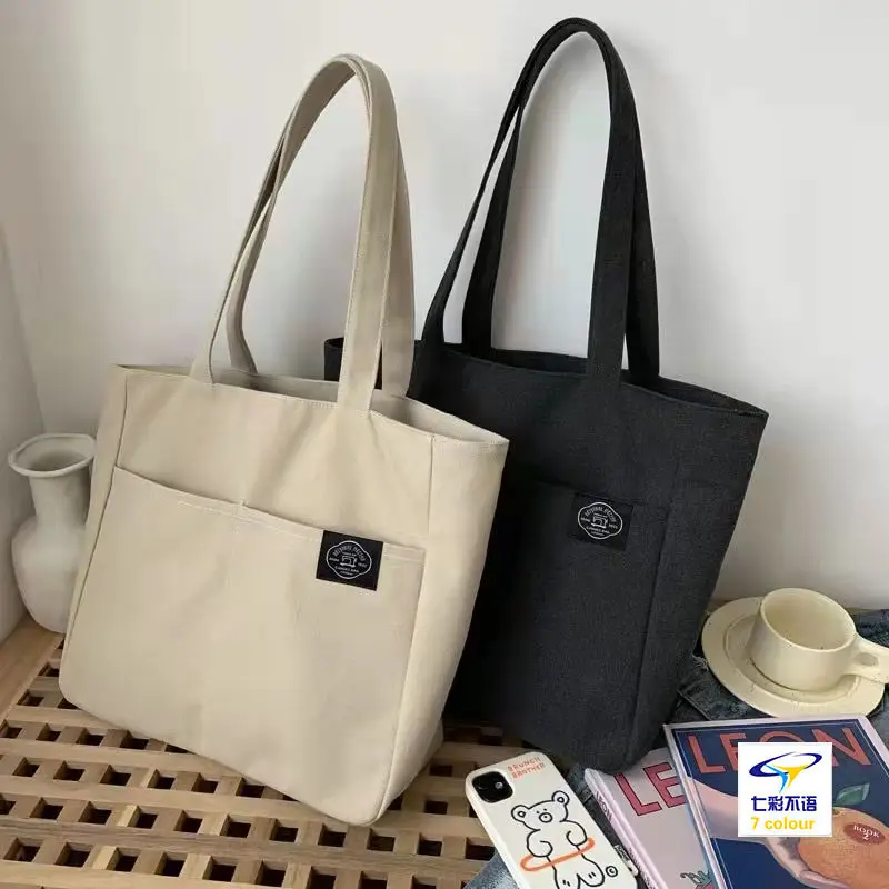 Canvas Bags for Women Shoulder Bag Teenager Girls School Bags Big Capacity Handbag Eco Reusable Grocery Shopping Tote Bag Bolsas