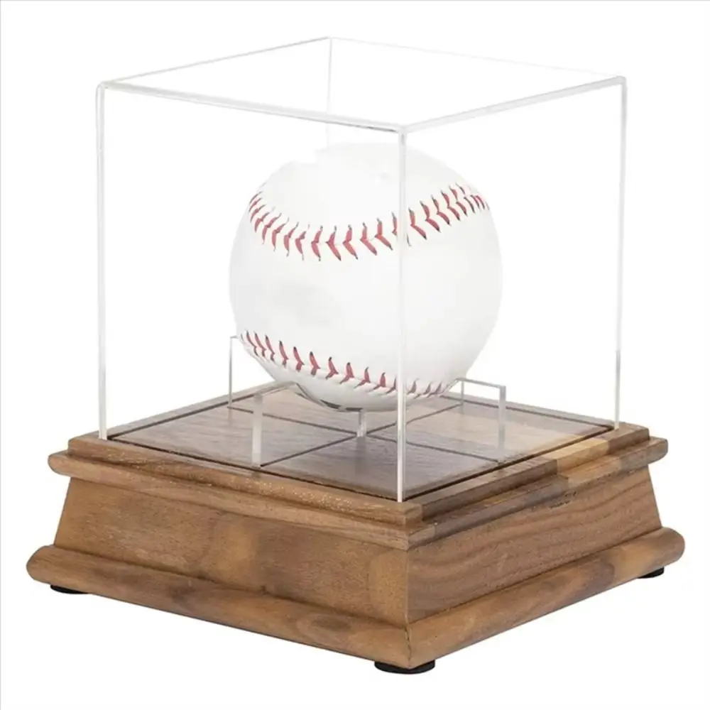Acrylic Cube Baseball Box Ball Holder Wooden Baseball Display Case Clear Dustproof Baseball Holder Golf Tennis Billiard