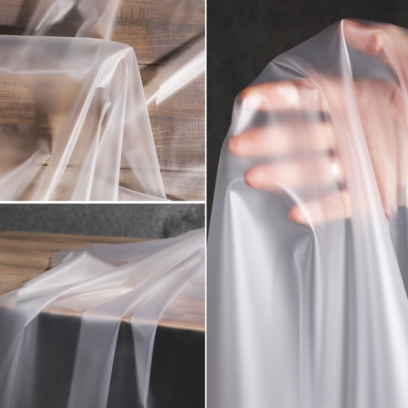 

Foggy Frosted/TPU 0.2mm Semi Transparent Raincoat Waterproof Bag Clothing Designer Fabric