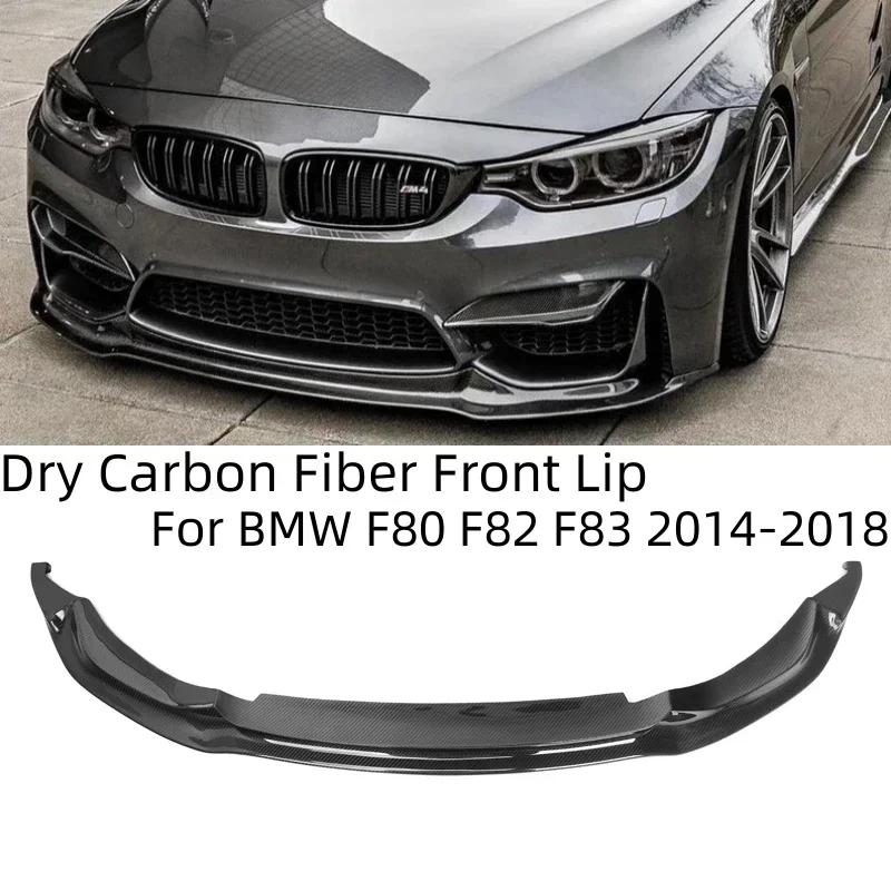 Car Dry Carbon Front Bumper Spoiler Lip Lower Body Kit Splitter V Style Auto Accessories For BMW F80 M3 F82 F83 M4 2014-2018