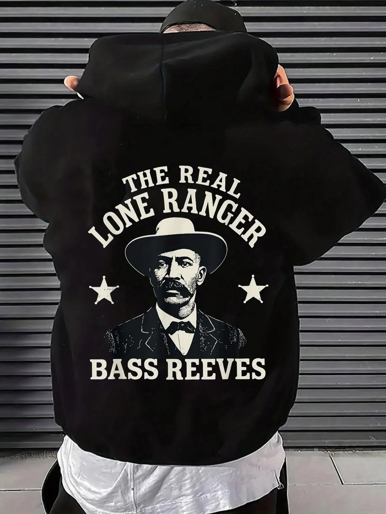 Men's Casual Hoodie, Bruce Lee, Western Cowboy, Authentic Lone Ranger, Vintage Print, Oversized Long-Sleeve Pullover