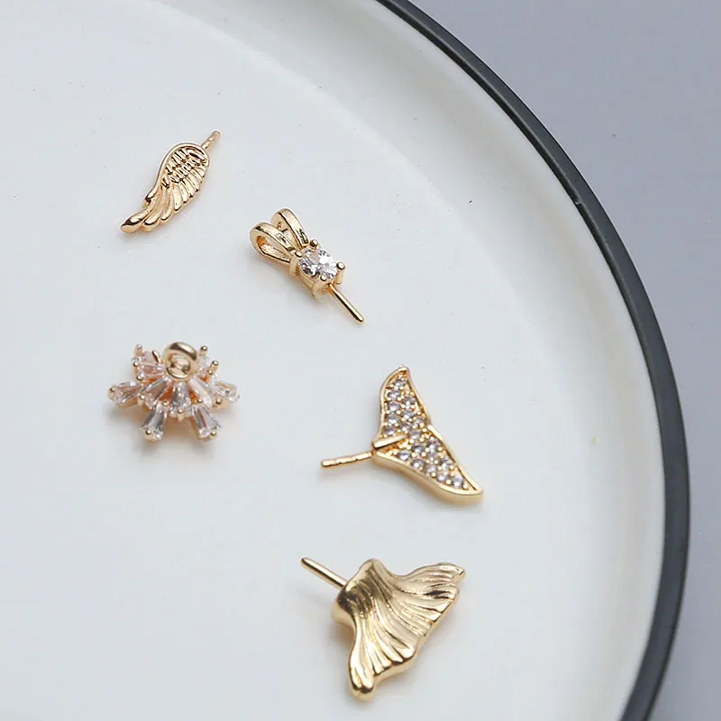 

10pcs Copper Bao Gold Color Fish Tail Small Wings Set Rhinestones Baroque Pearl Hand Materials Diy Jewellery Making Supplies
