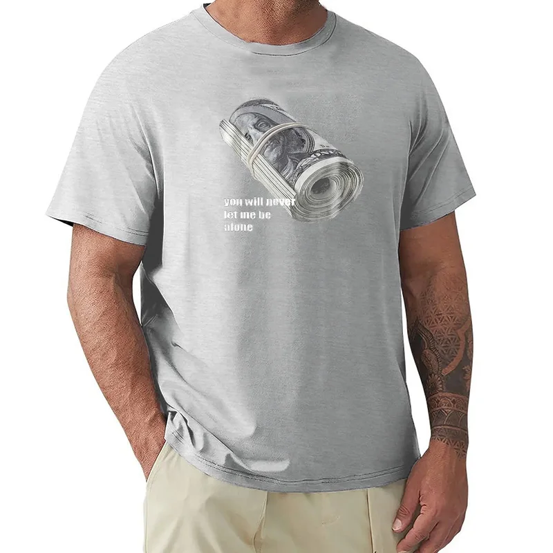 Bundle of Banknotes Tshirt Men Streetwear Hip Hop Print T-Shirt Harajuku Summer Cotton Washed Tshirt Clothes