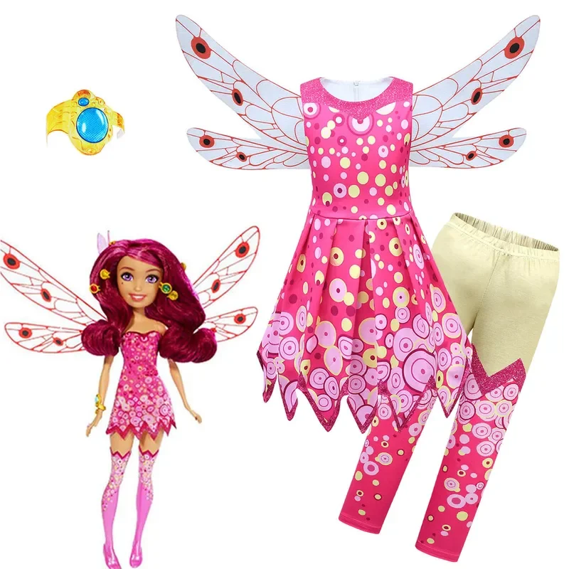 Mia Halloween Costumes for Kids Girls Mia and Me Clothing Set Dress Wing Handband Children Birthday Party Carnival Clothes