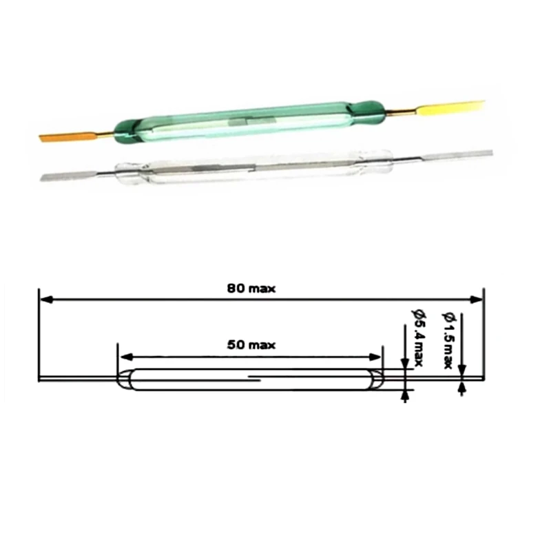 MKA50202 reed switch 5*50MM normally open type high-power high-current 5A sensor magnetic control switch MKA50202