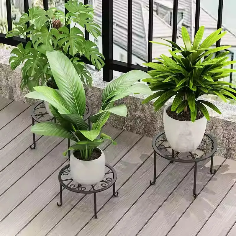 Suporte de metal para plantas, base para vaso de flores, banco para casa, jardim, interior e externo, exibição de plantas, suporte independente para