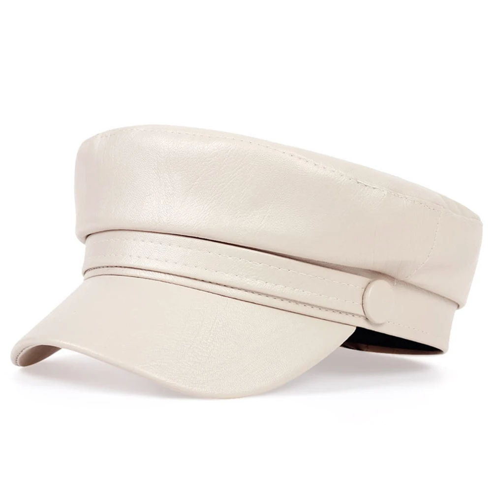 Fashionable PU Flat Beret British Hipster Handsome Octagon Men And Women Casual Trend Hip Hop Hats image 2