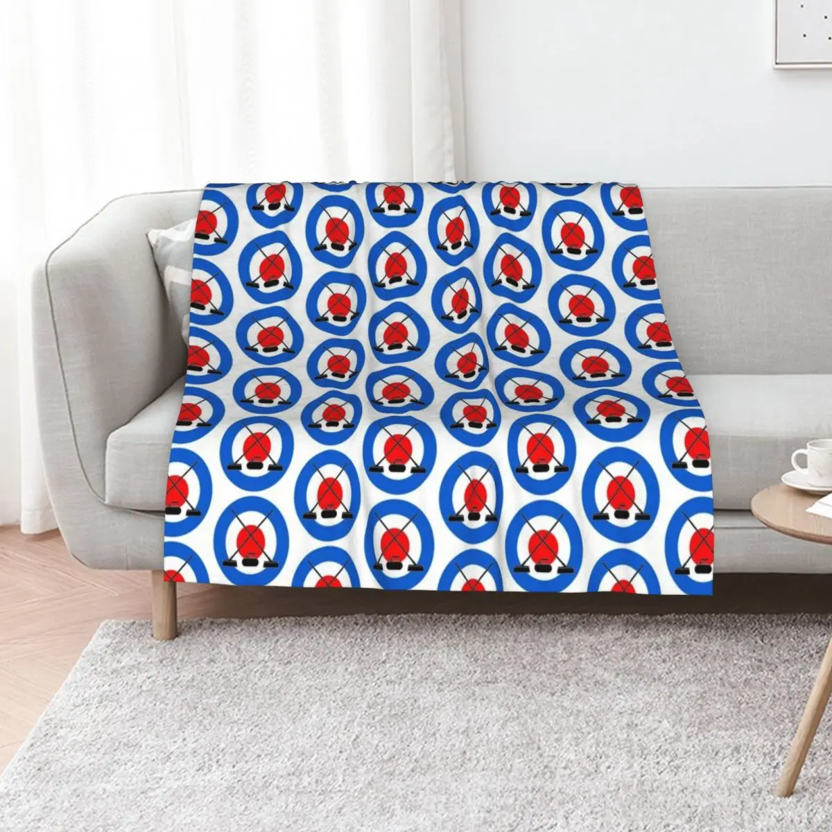 curling icons Throw Blanket Lightweight Warm Blanket for Indoor Outdoor Use