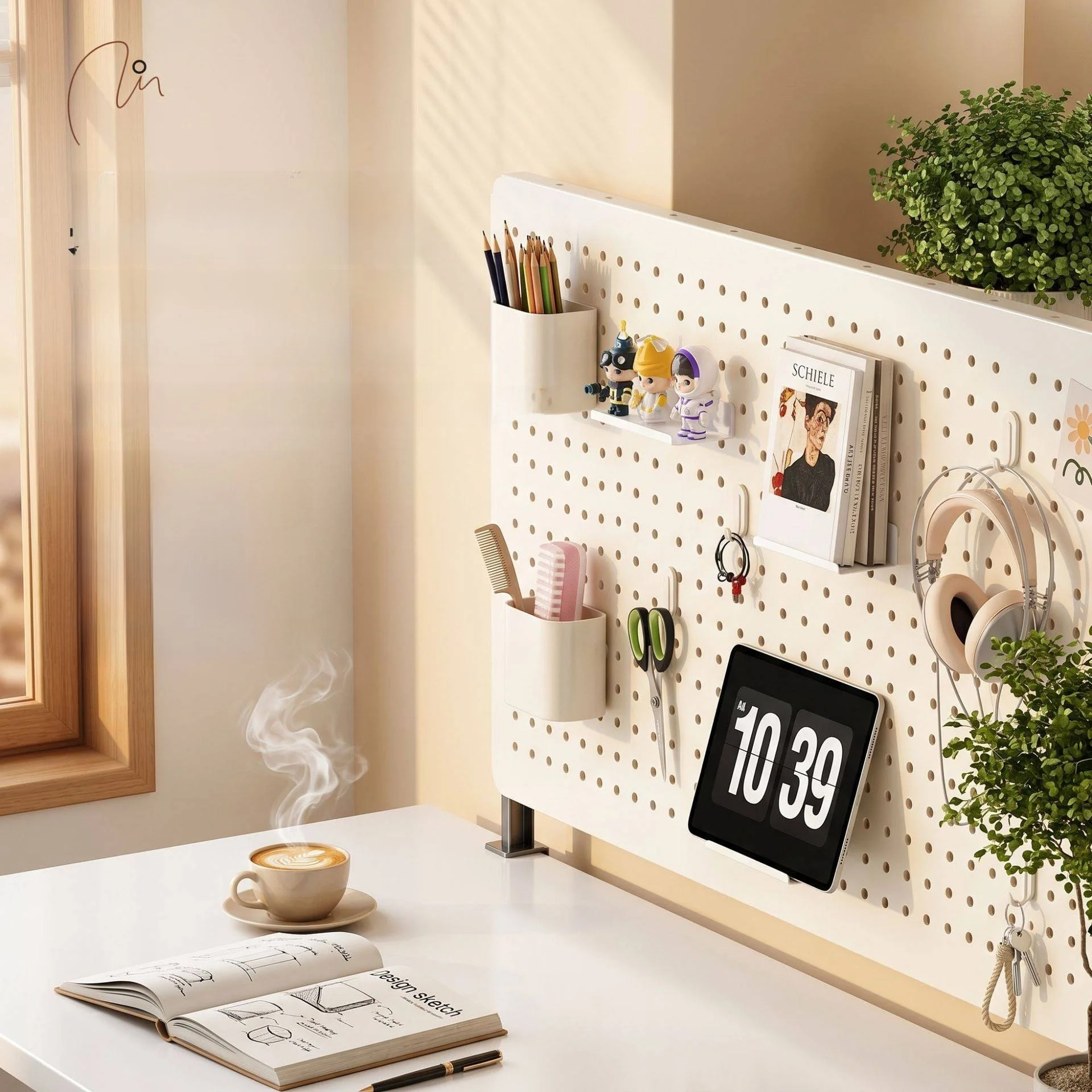 sun-protection-sleeve-cover-desktop-hole-board-organizer-stand-student-desk-computer-desktop-storage-display-rack