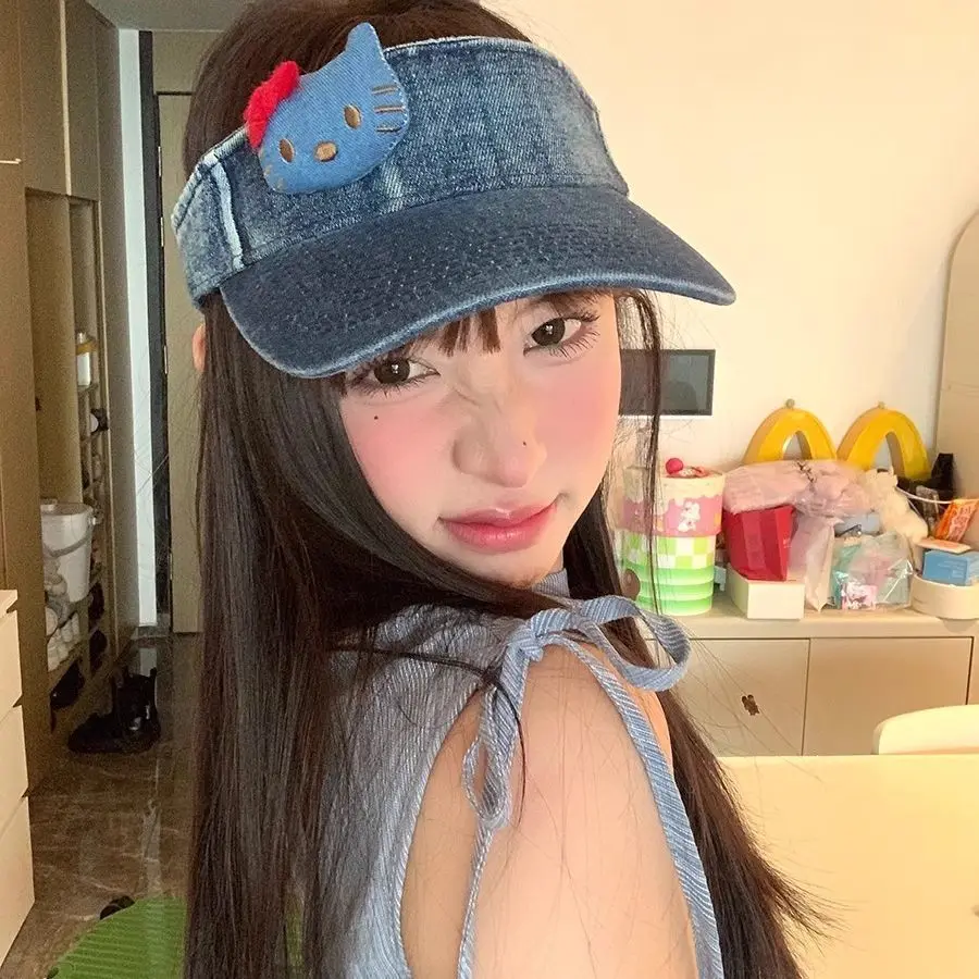 2025 لطيف الكرتون القط الربط قبعة رعاة البقر فارغة أفضل قبعة الربيع والصيف تنفس غير خانق قبعة الشمس التخييم عطلة قبعة الشمس