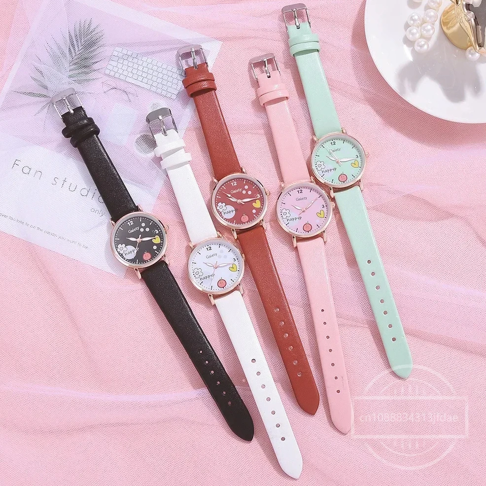 นาฬิกาเด็กสีชมพูน่ารักนาฬิกาข้อมือเด็กการ์ตูนรูปแบบควอตซ์ชุดนาฬิกาสําหรับสาวแฟชั่นนักเรียนนาฬิกาRelogio Feminino