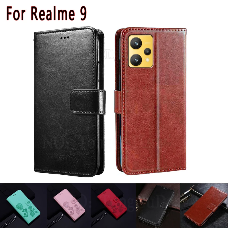 Flip Cover For Realme 9 Case Magnetic Card Wallet Leather Stand Phone Hoesje Etui Book On For Realme RMX3521 Realme9 4G Case Bag