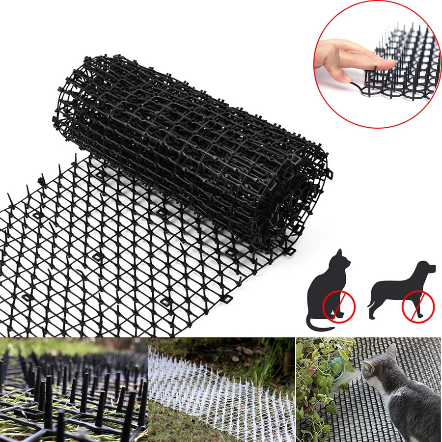 Garden Anti Cat Network Cat Scat Mat with Safe Prickle Strips Spikes Straps Deterrent Keep Cat Dog Away Digging Pet Supplies