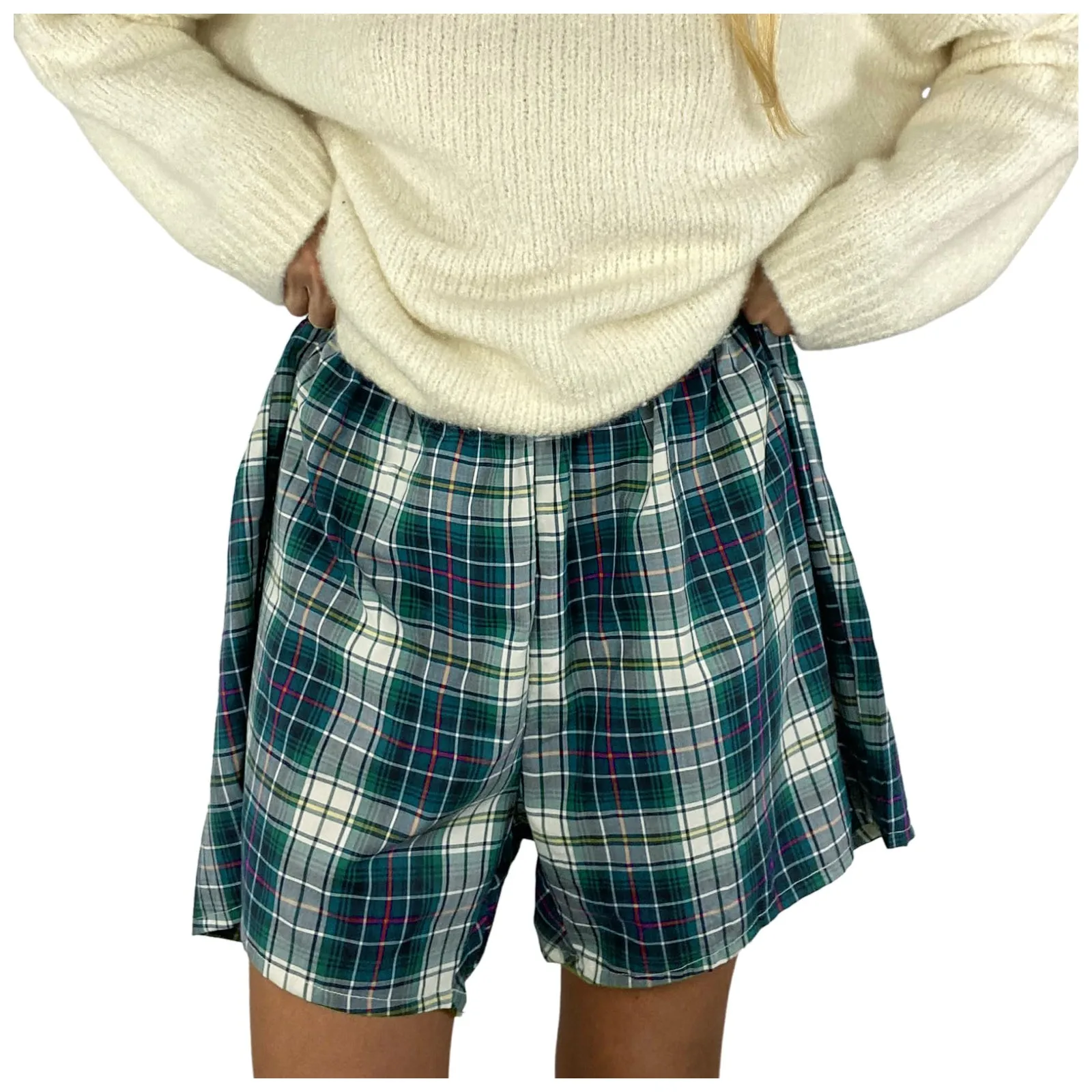 

Women's Shorts Cute Soft Plaid Print Button Pajama Bottoms Shorts Sleepwear