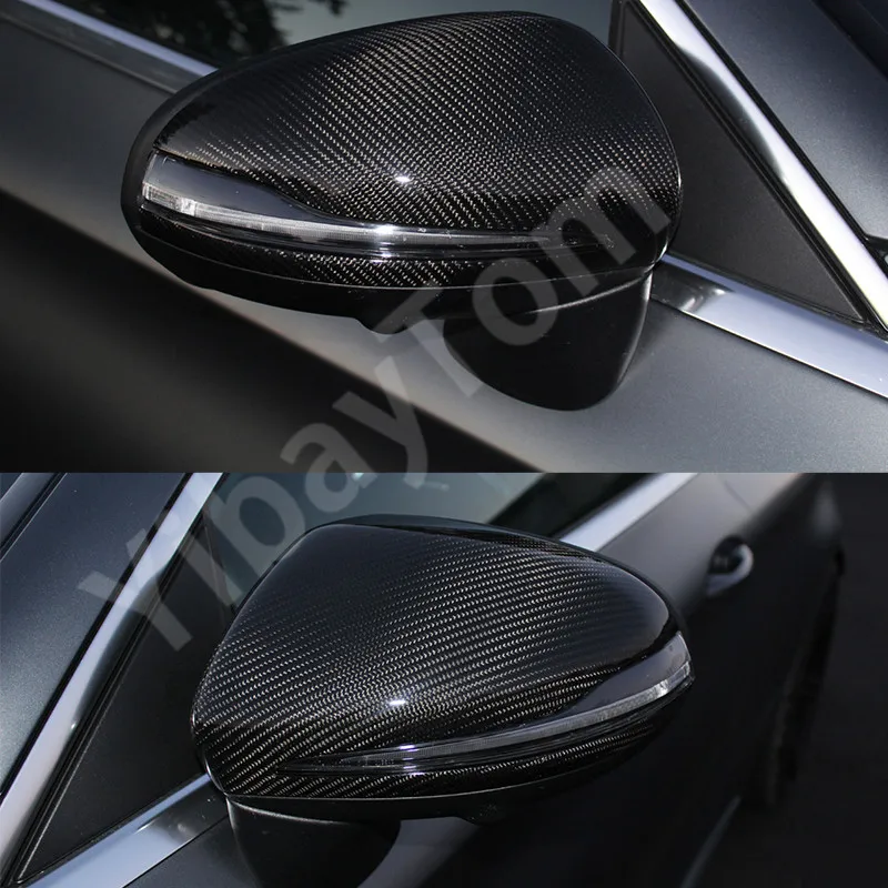 2pcs Genuine Real Carbon Fiber Side Mirror Cover Cap Sticker Add-on For Mercedes-Benz W205 W253 W222 W213 W238 X253 only for LHD