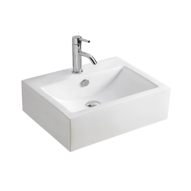 

High Quality Bathroom Rectangle Ceramic Hand Wash Basin for Hotel WC