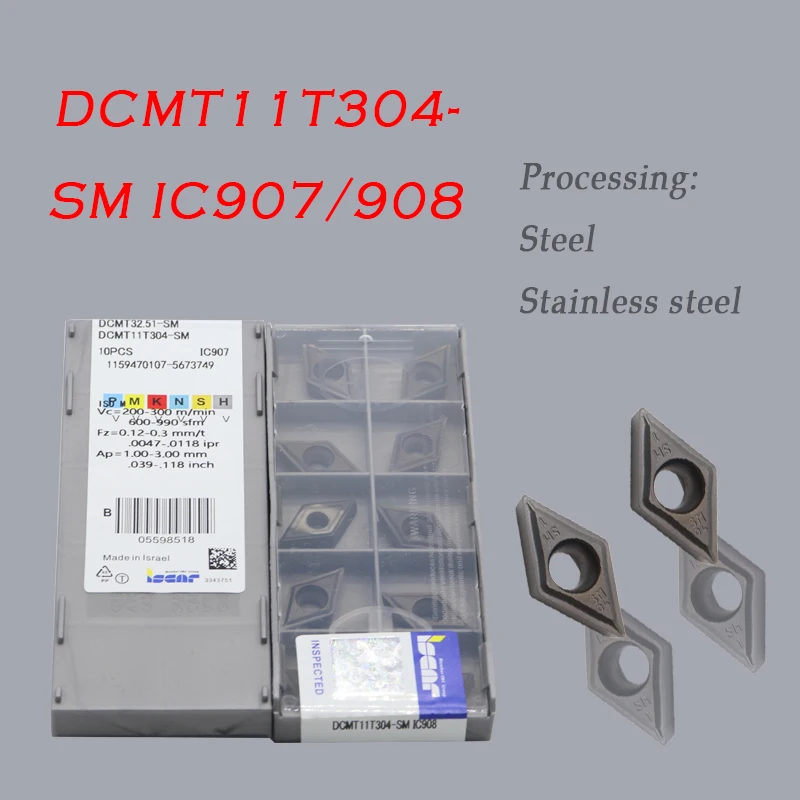 DCMT11T304-SM IC907 IC908 10PCS Interne Drehen Werkzeug Hartmetall Insert Fräsen Cutter CNC Werkzeug Zubehör für DCMT11T304 Klinge