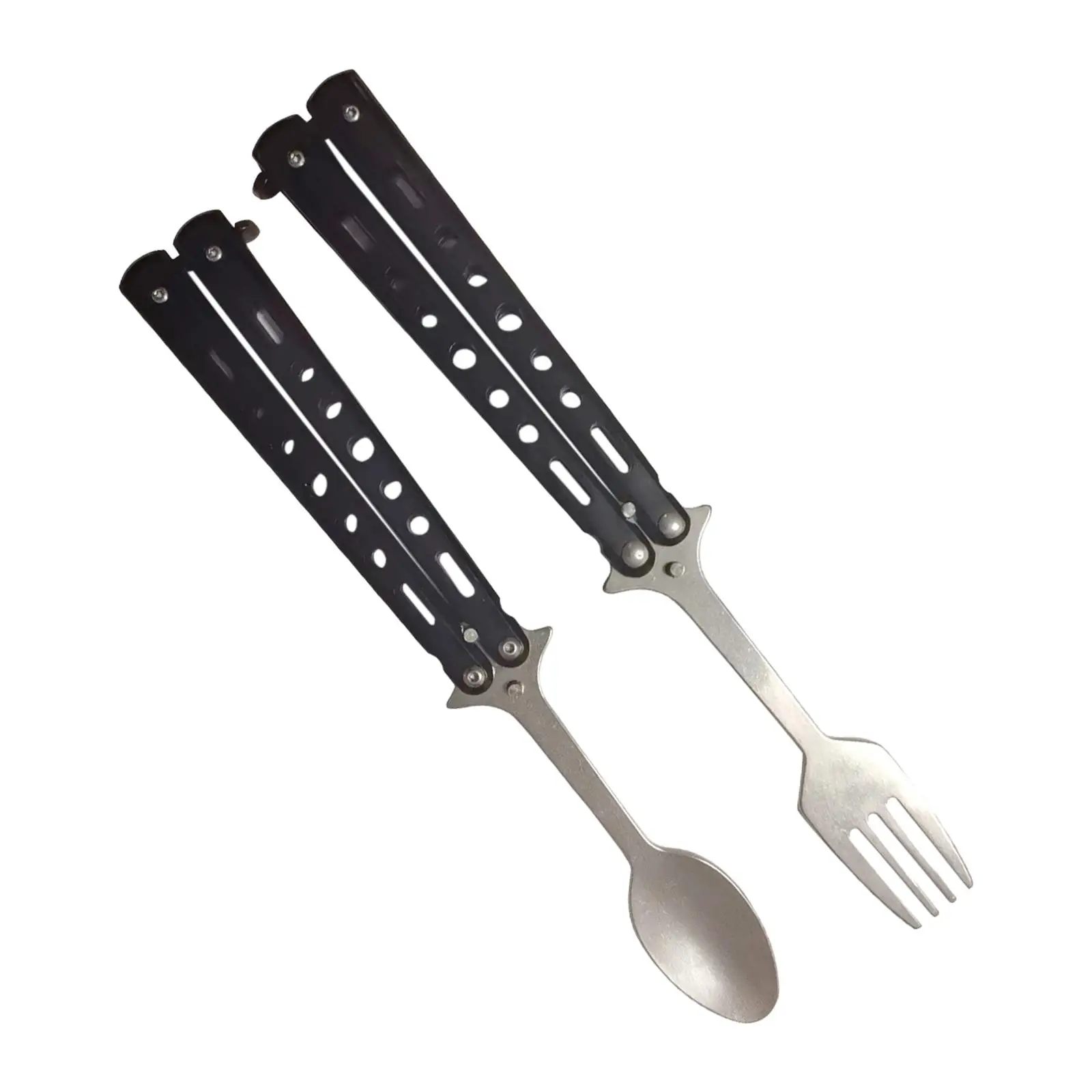 Butterfly Spoon Stainless Steel Butterfly Fork Foldable Utensil Outdoor Dinnerware for Kitchen Hunting BBQ Backpacking Picnic