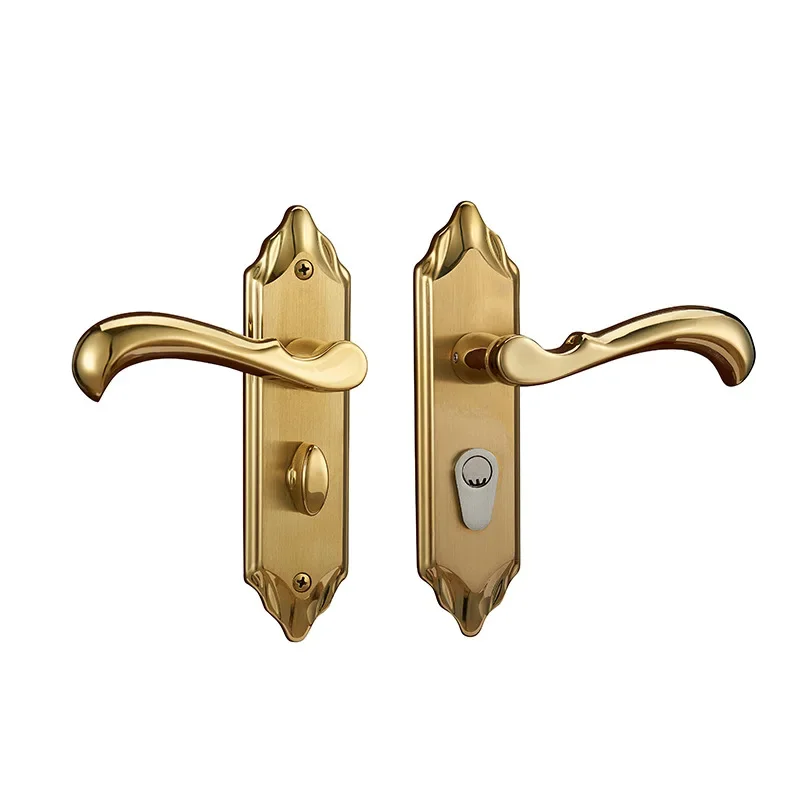 

European handle lock, modern simple stainless steel handle lock indoor bedroom solid wood silent bearing handle lock