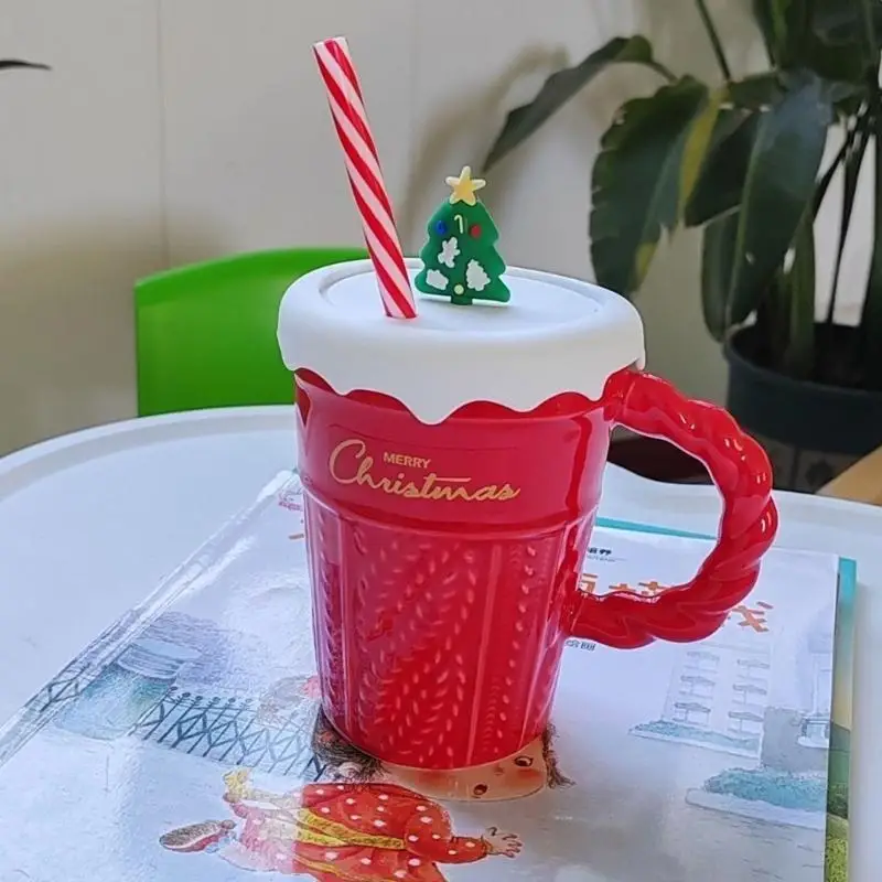 

Christmas Spirits Ceramic Mugs Festival Cup for Warm Beverages Office Decors