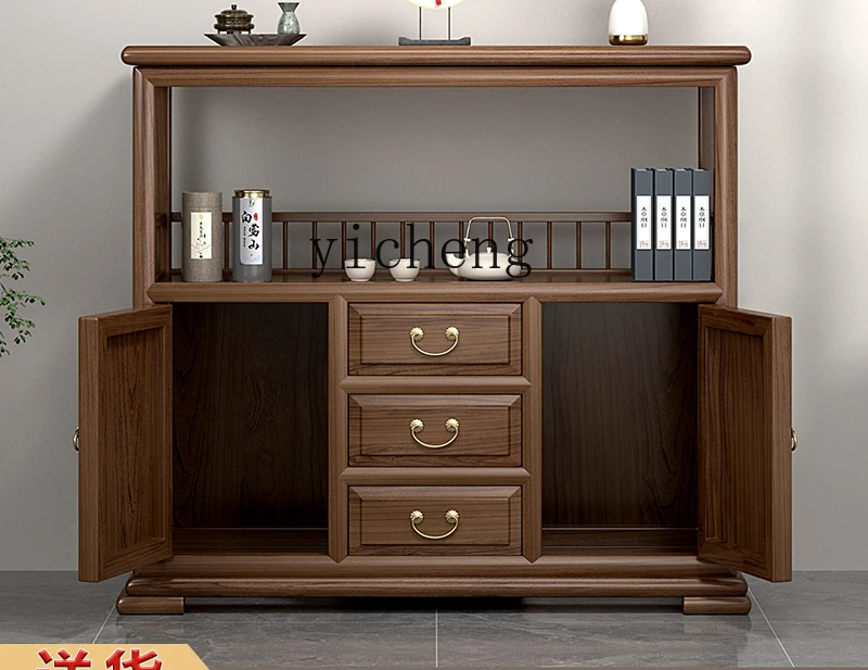 

H3-20 walnut solid wood dining side cabinet modern simple living room tea household storage cabinet