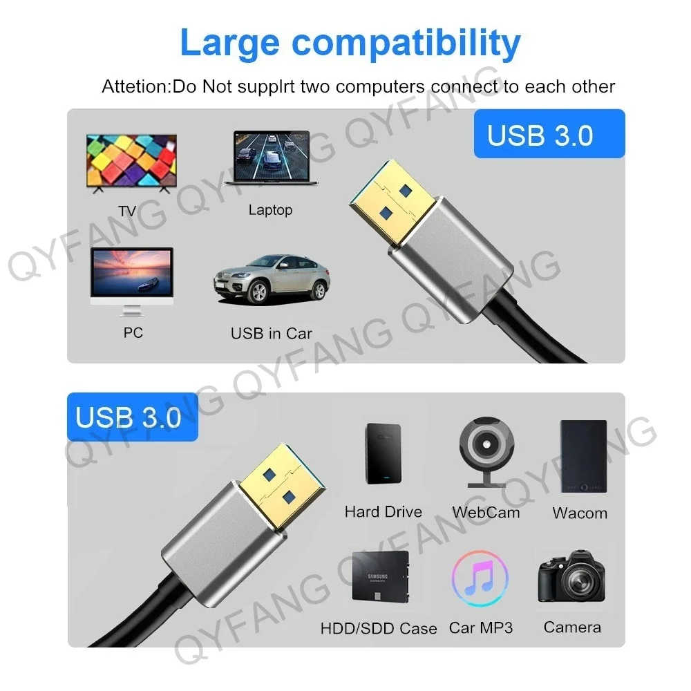 USB Male to Male Cable USB A to USB Cord USB 3.0 Cable Double End USB Cord 5Gbps for Radiator Hard Disk USB 3.0 Extender Cable