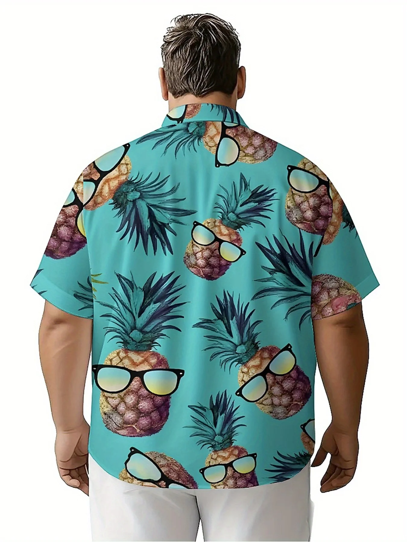 Men's Plus Size Hawaiian Shirts Pineapple Glasses Trend Pattern, Summer Casual Tops, Outdoor and Party, Streetwear