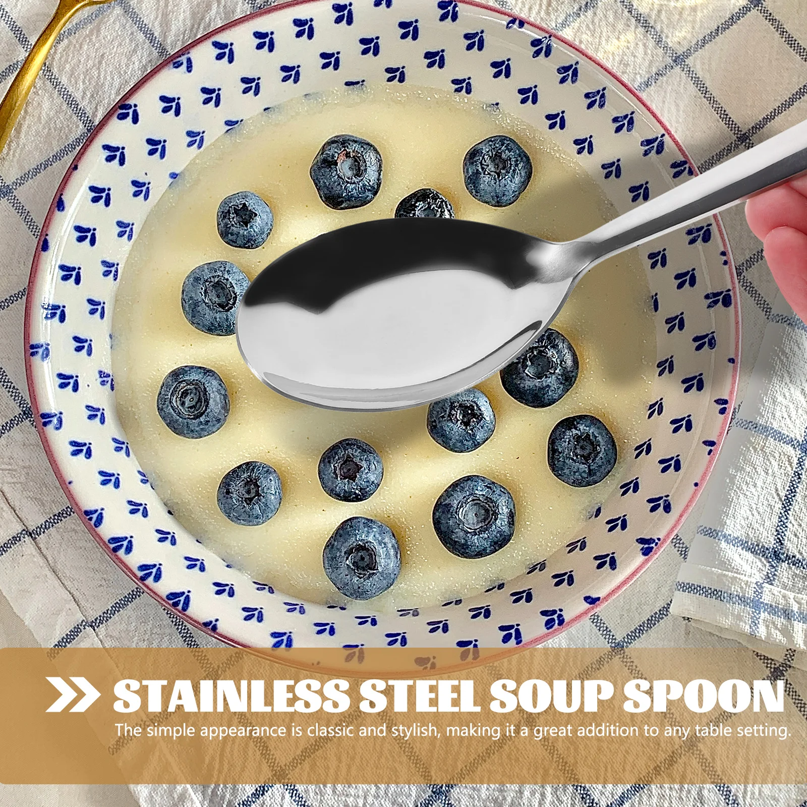 

4 pcs Soup Stainless Steel Food Kitchen Spoons Dinner Spoons Flatware Silverware Dessert Coffee Sugar Spoon Set Chinese Soup