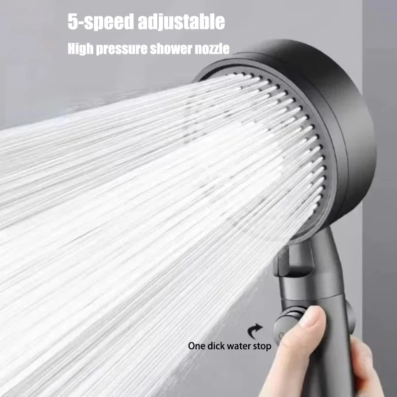

New Shower Head 5 Modes Water Saving Adjustable High Pressure Showerhead Handheld Spray Hangable Bathroom Accessories New